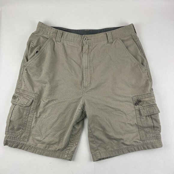 Wrangler Cargo Shorts Mens Khaki Pockets Flat Front - Picture 1 of 9